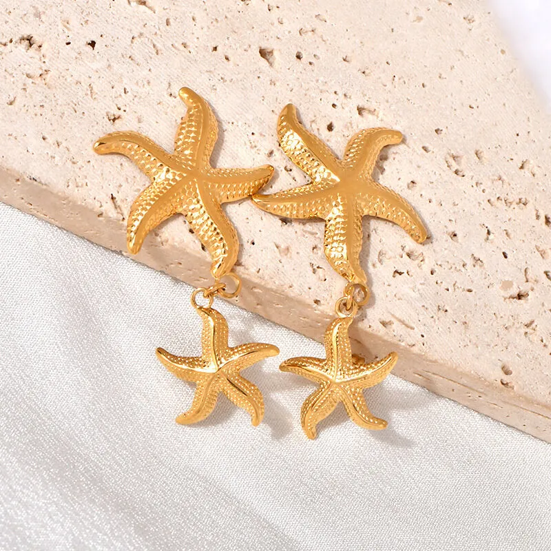 Versatile Starfish Seaweed Stainless Steel Drop Earrings sold by GTHIC
