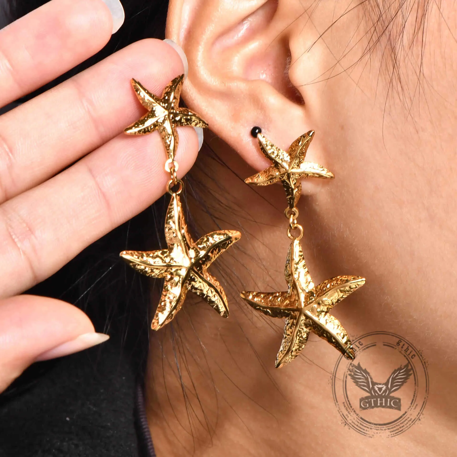 Versatile Starfish Seaweed Stainless Steel Drop Earrings sold by GTHIC product image thumbnail 4