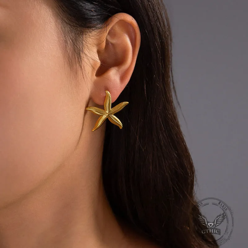 Minimalist 18K Gold Plated Starfish Stainless Steel Earrings sold by GTHIC product image thumbnail 2