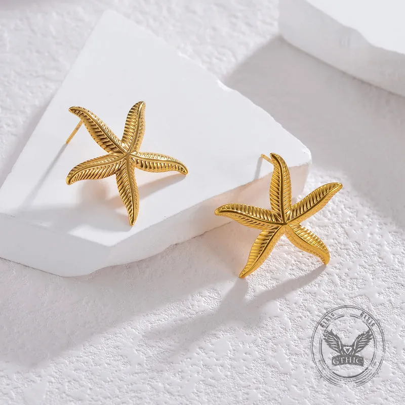 Minimalist 18K Gold Plated Starfish Stainless Steel Earrings sold by GTHIC