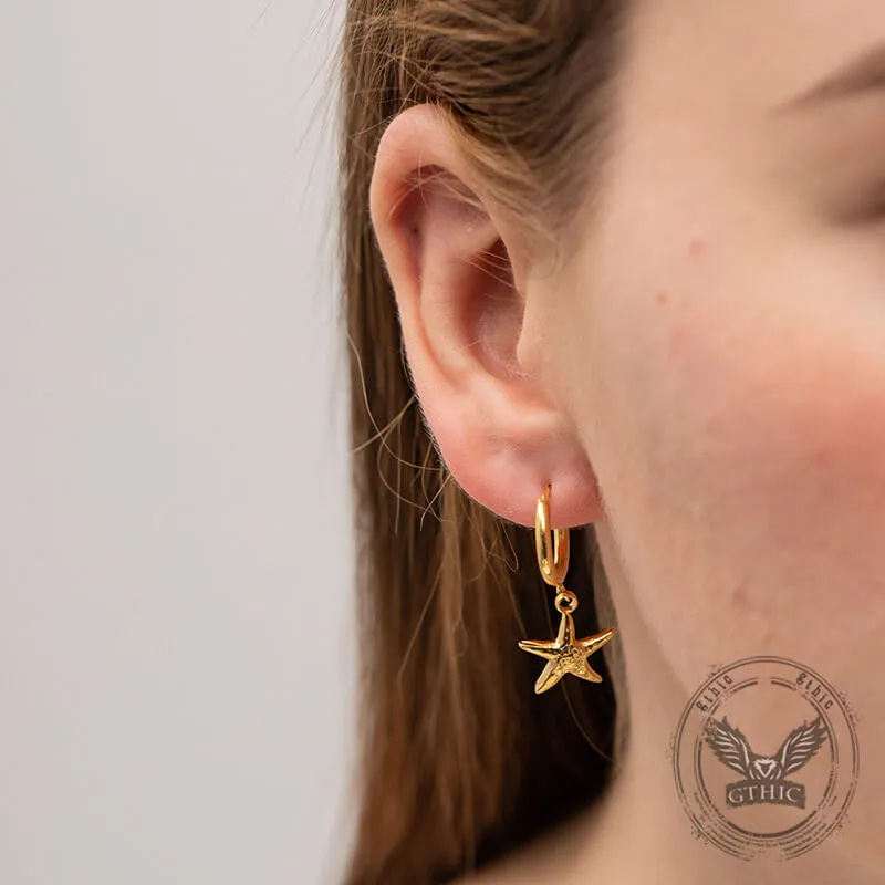 Fashion Versatile Starfish Stainless Steel Hoop Earrings sold by GTHIC product image thumbnail 4