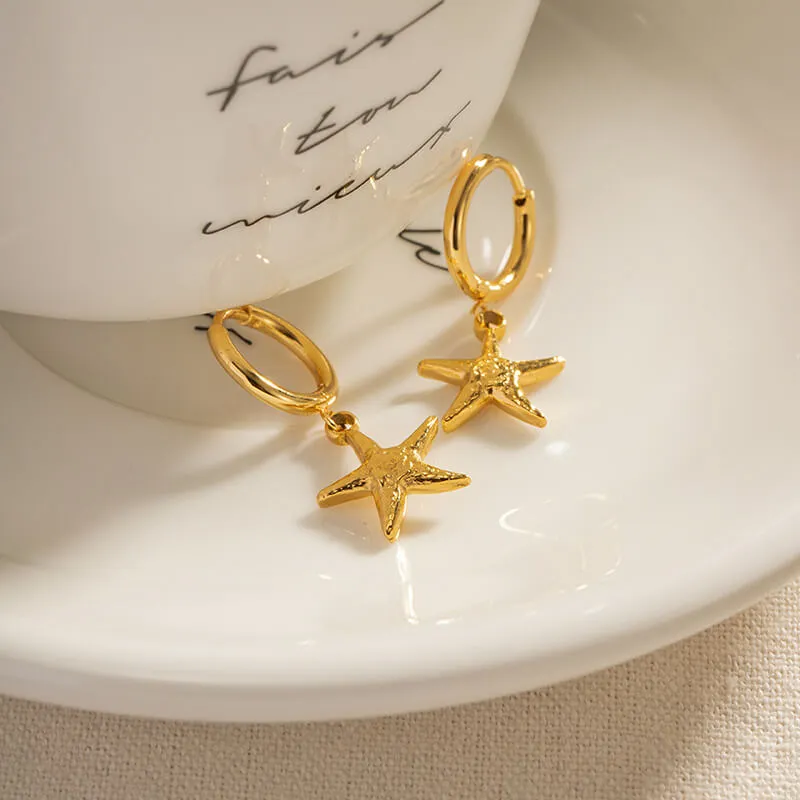 Fashion Versatile Starfish Stainless Steel Hoop Earrings sold by GTHIC product image thumbnail 3
