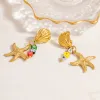 Ocean Style Starfish Shell Stainless Steel Earrings sold by GTHIC
