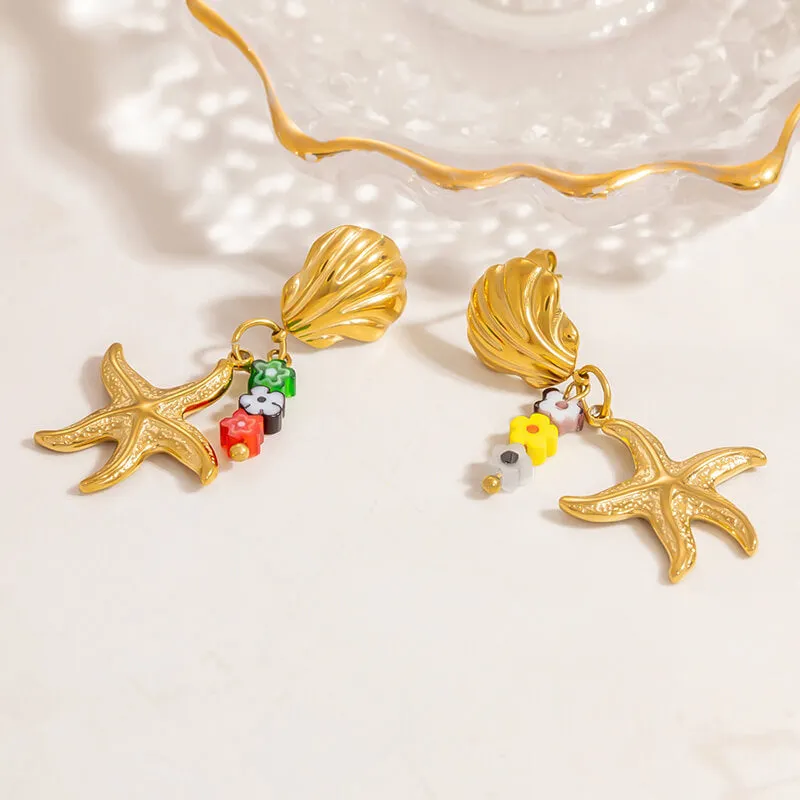 Ocean Style Starfish Shell Stainless Steel Earrings sold by GTHIC product image thumbnail 3