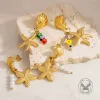 Ocean Style Starfish Shell Stainless Steel Earrings sold by GTHIC