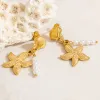 Ocean Style Starfish Shell Stainless Steel Earrings sold by GTHIC