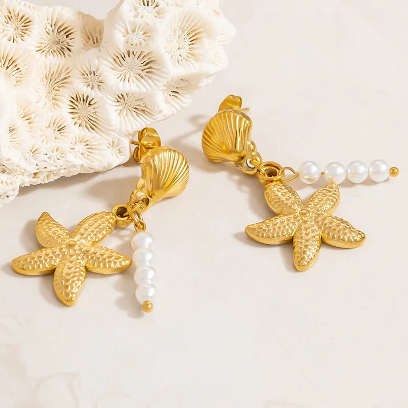 Ocean Style Starfish Shell Stainless Steel Earrings sold by GTHIC product image thumbnail 4