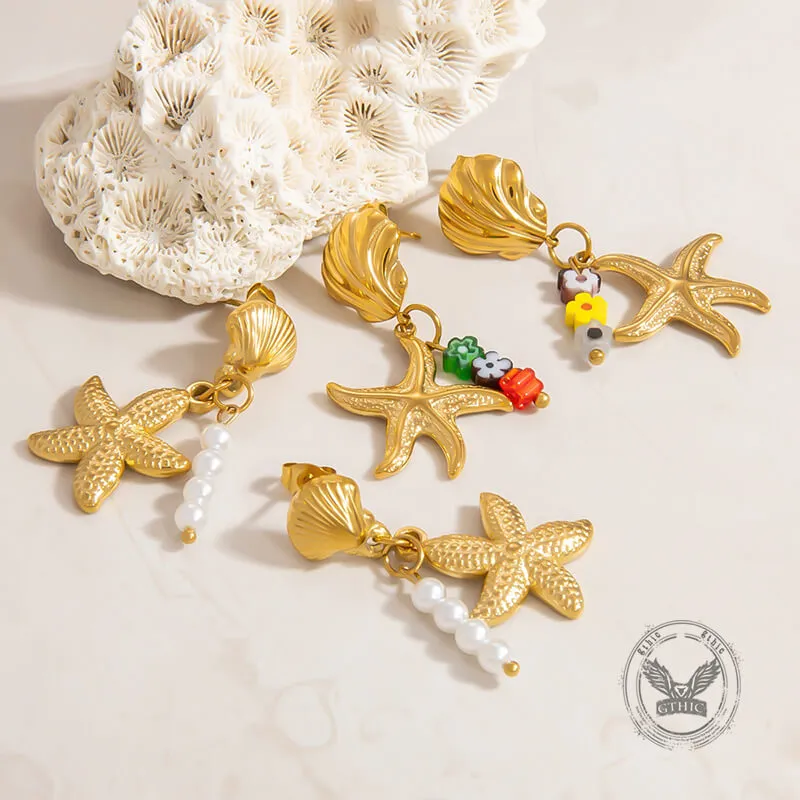 Ocean Style Starfish Shell Stainless Steel Earrings sold by GTHIC product image thumbnail 5