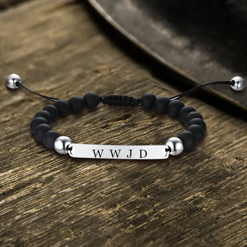 WWJD Letter Stainless Steel Adjustable Beaded Bracelet sold by GTHIC product image thumbnail 5