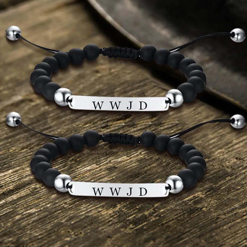 WWJD Letter Stainless Steel Adjustable Beaded Bracelet sold by GTHIC product image thumbnail 3