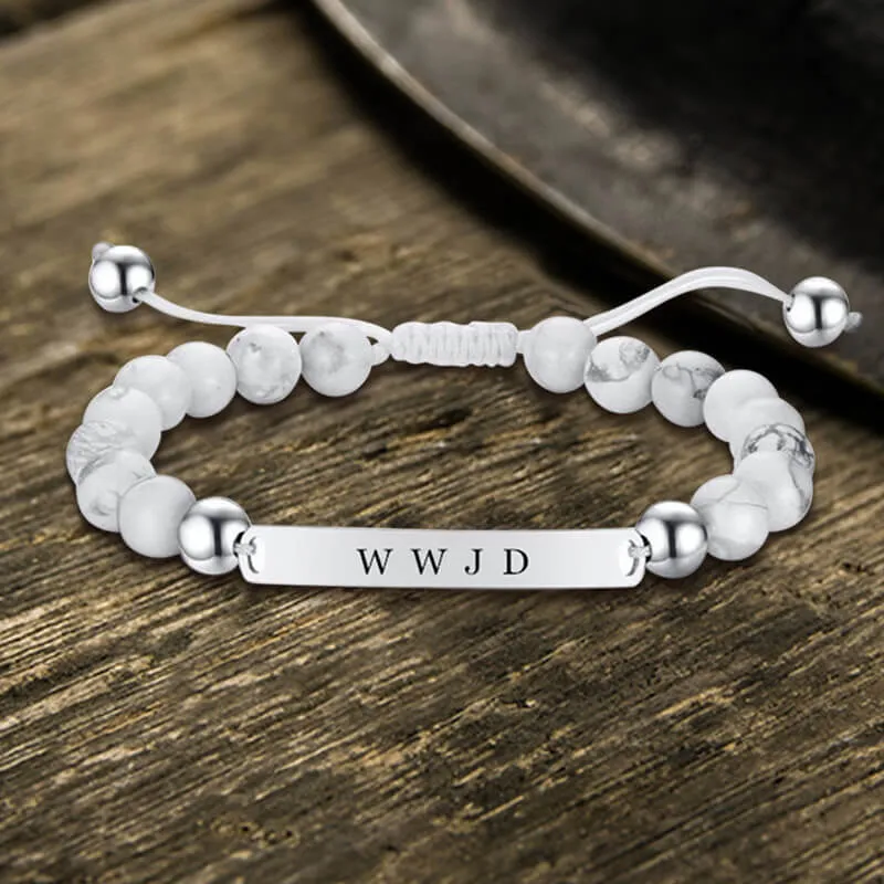 WWJD Letter Stainless Steel Adjustable Beaded Bracelet sold by GTHIC product image thumbnail 4