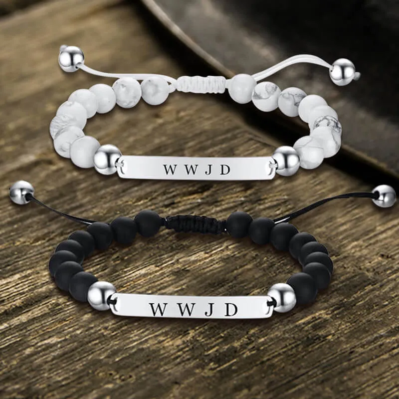 WWJD Letter Stainless Steel Adjustable Beaded Bracelet sold by GTHIC
