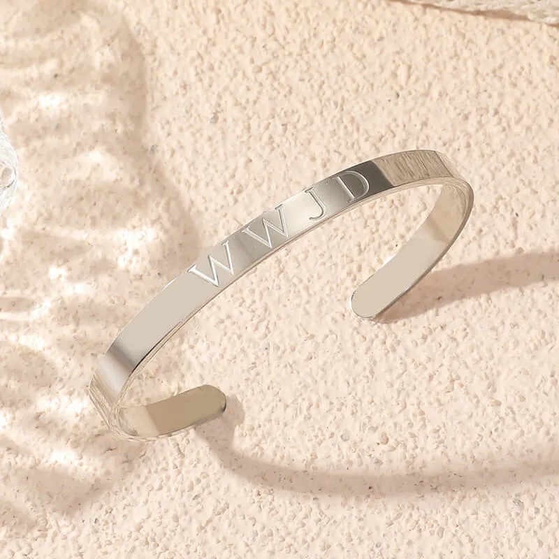 Simple English Letters WWJD Stainless Steel Open Bracelet sold by GTHIC product image thumbnail 5