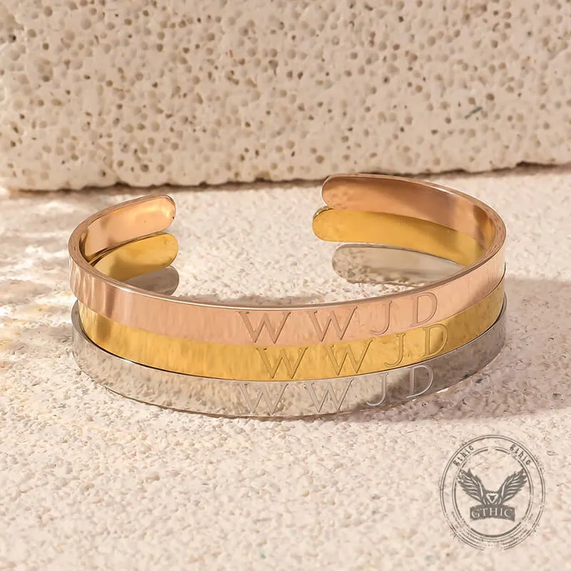 Simple English Letters WWJD Stainless Steel Open Bracelet sold by GTHIC product image thumbnail 4