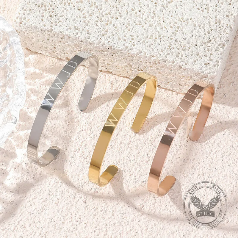 Simple English Letters WWJD Stainless Steel Open Bracelet sold by GTHIC
