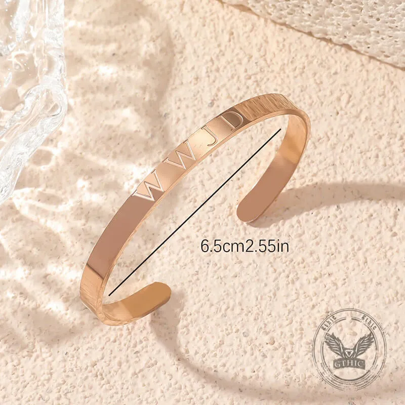Simple English Letters WWJD Stainless Steel Open Bracelet sold by GTHIC product image thumbnail 2