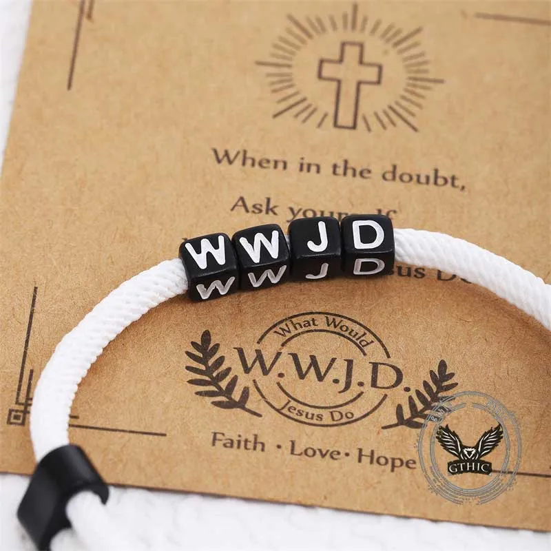 WWJD Letter Cross Adjustable Nylon Bracelet sold by GTHIC product image thumbnail 4