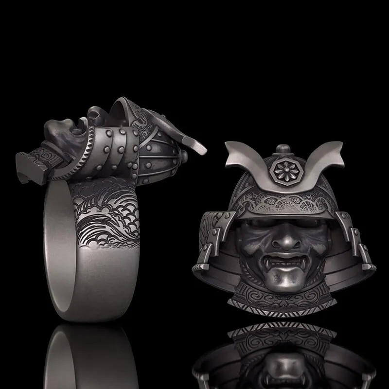 Japanese Helmet Samurai Sterling Silver Ring sold by GTHIC