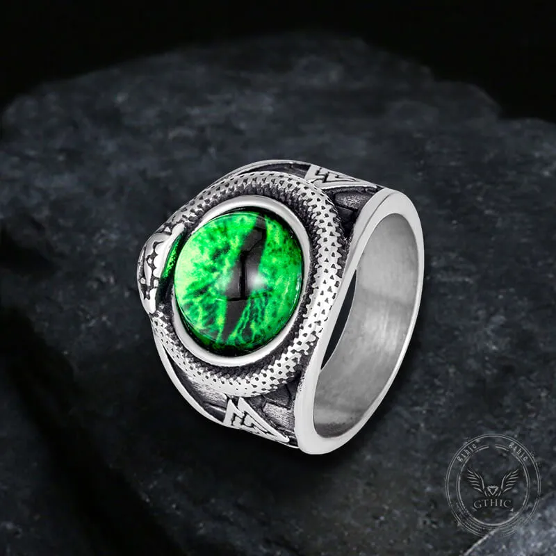 Valknut Ouroboros Devil Eye Stainless Steel Ring sold by GTHIC