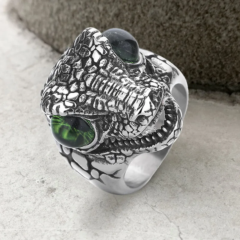Punk Dinosaur Head Gem Eyes Stainless Steel Ring sold by GTHIC product image thumbnail 4