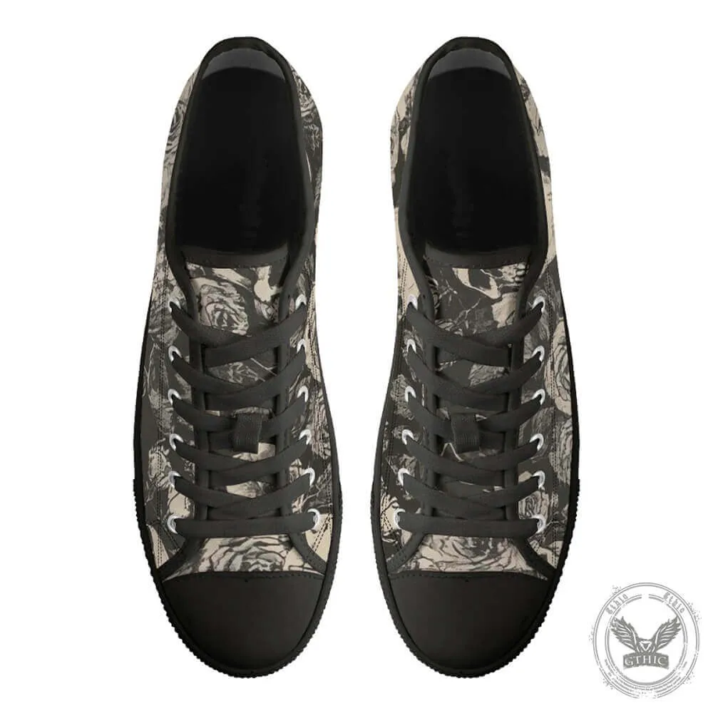 Gothic Flower Skull Print Canvas Shoes sold by GTHIC product image thumbnail 5
