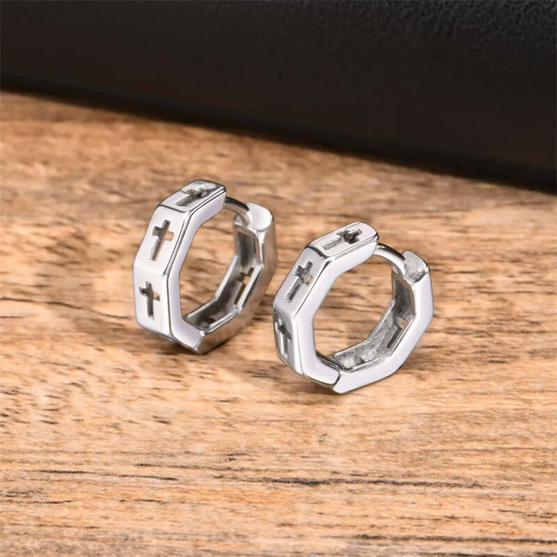 Geometric Hollow Cross Stainless Steel Earrings sold by GTHIC product image thumbnail 3