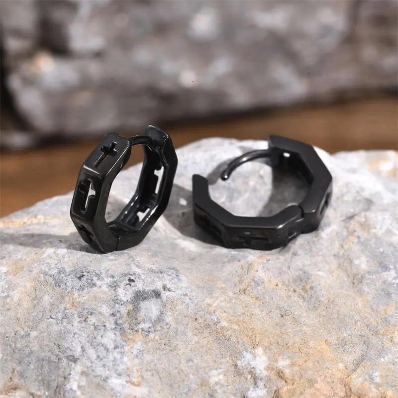 Geometric Hollow Cross Stainless Steel Earrings sold by GTHIC product image thumbnail 4