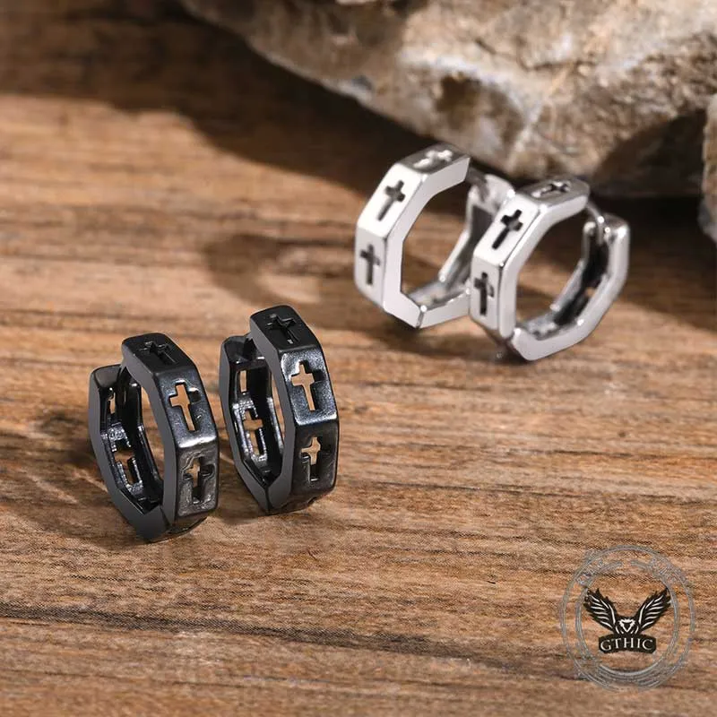 Geometric Hollow Cross Stainless Steel Earrings sold by GTHIC