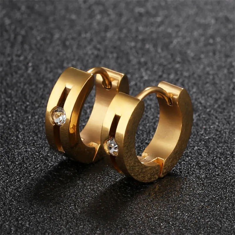 Simple Hip-Hop Stainless Steel Zircon Earrings sold by GTHIC product image thumbnail 5