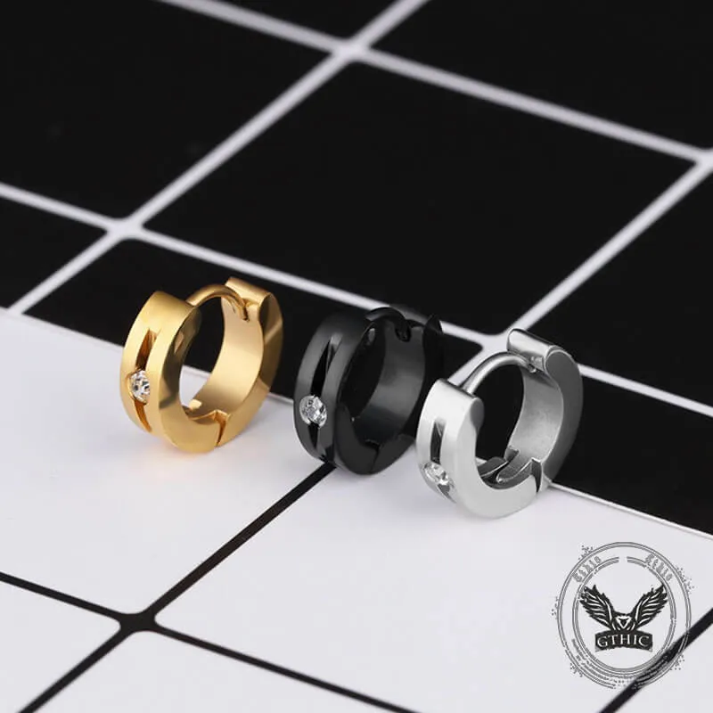 Simple Hip-Hop Stainless Steel Zircon Earrings sold by GTHIC product image thumbnail 3