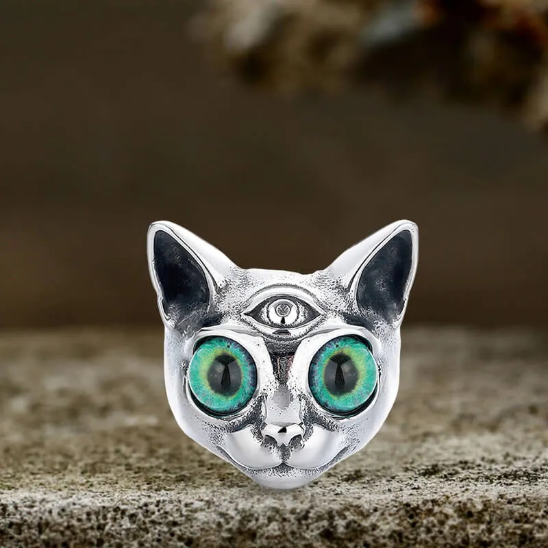Personalized Gem Three-Eyed Cat Stainless Steel Ring sold by GTHIC product image thumbnail 5
