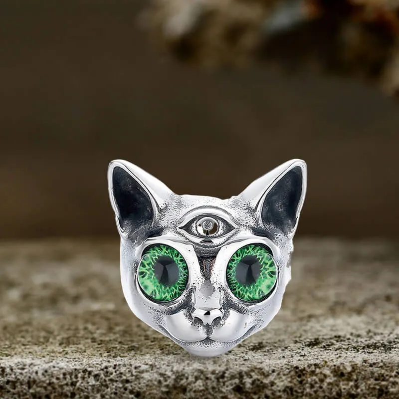 Personalized Gem Three-Eyed Cat Stainless Steel Ring sold by GTHIC product image thumbnail 4