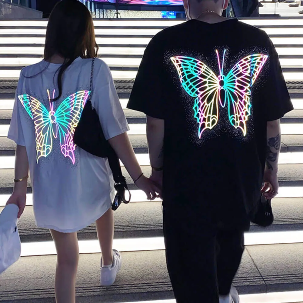 Fashion Reflective Butterfly Print Loose T-Shirt sold by GTHIC product image thumbnail 4