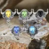 Fashionable Multicolor Gem Bull Head Stainless Steel Ring sold by GTHIC