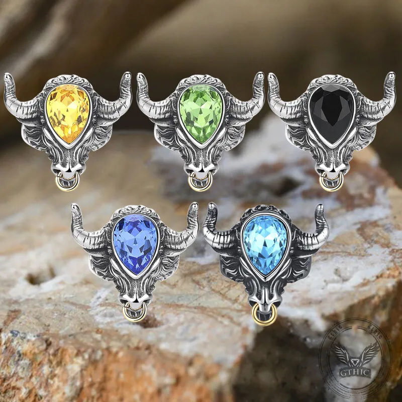 Fashionable Multicolor Gem Bull Head Stainless Steel Ring sold by GTHIC product image thumbnail 3