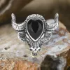 Fashionable Multicolor Gem Bull Head Stainless Steel Ring sold by GTHIC