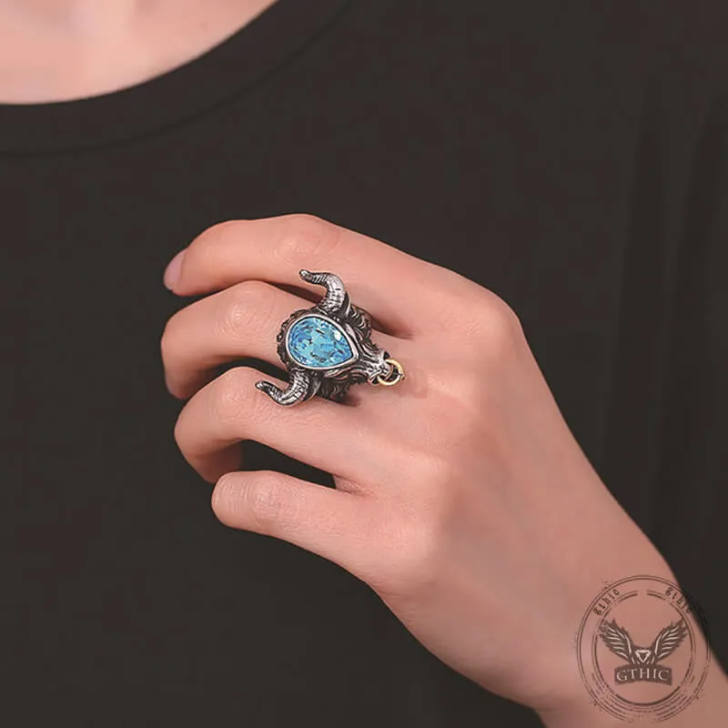 Fashionable Multicolor Gem Bull Head Stainless Steel Ring sold by GTHIC product image thumbnail 2