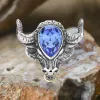 Fashionable Multicolor Gem Bull Head Stainless Steel Ring sold by GTHIC