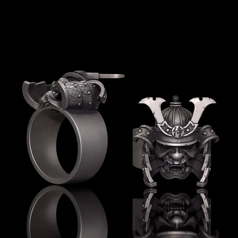 Samurai Mask Warrior Helmet Sterling Silver Ring sold by GTHIC