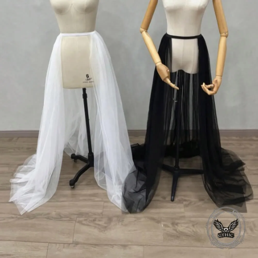 Solid Maxi Tulle Mesh Detachable Skirt Train sold by GTHIC