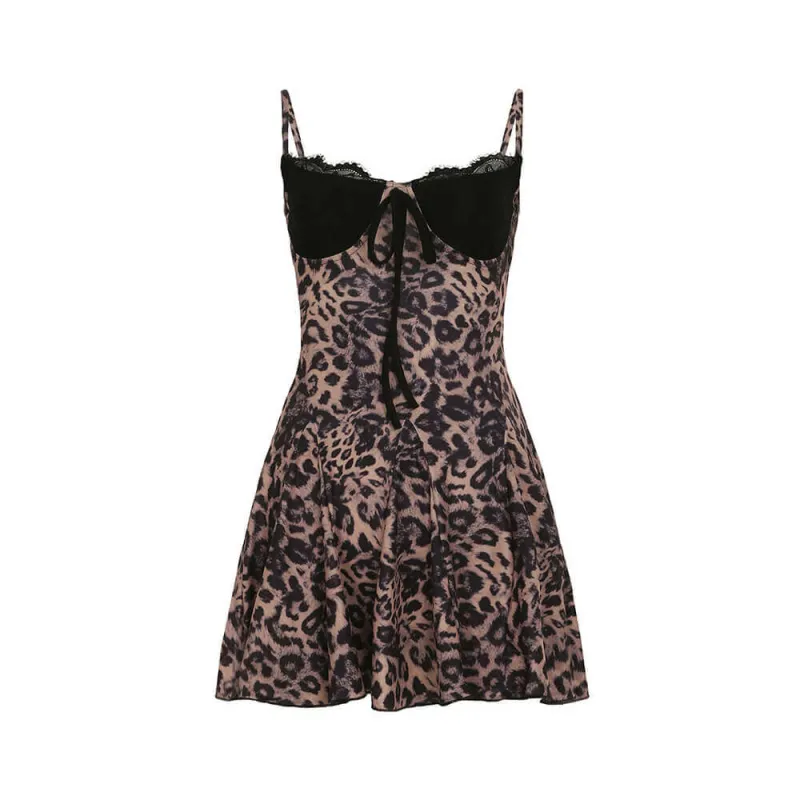Sexy Leopard Lace Splicing Slim Suspender Dress sold by GTHIC