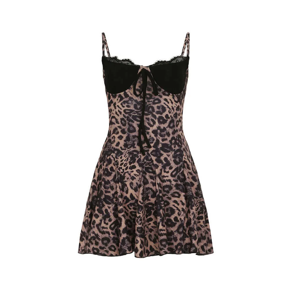 Sexy Leopard Lace Splicing Slim Suspender Dress sold by GTHIC