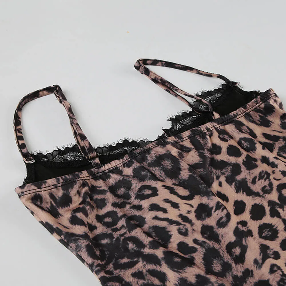 Sexy Leopard Lace Splicing Slim Suspender Dress sold by GTHIC product image thumbnail 5