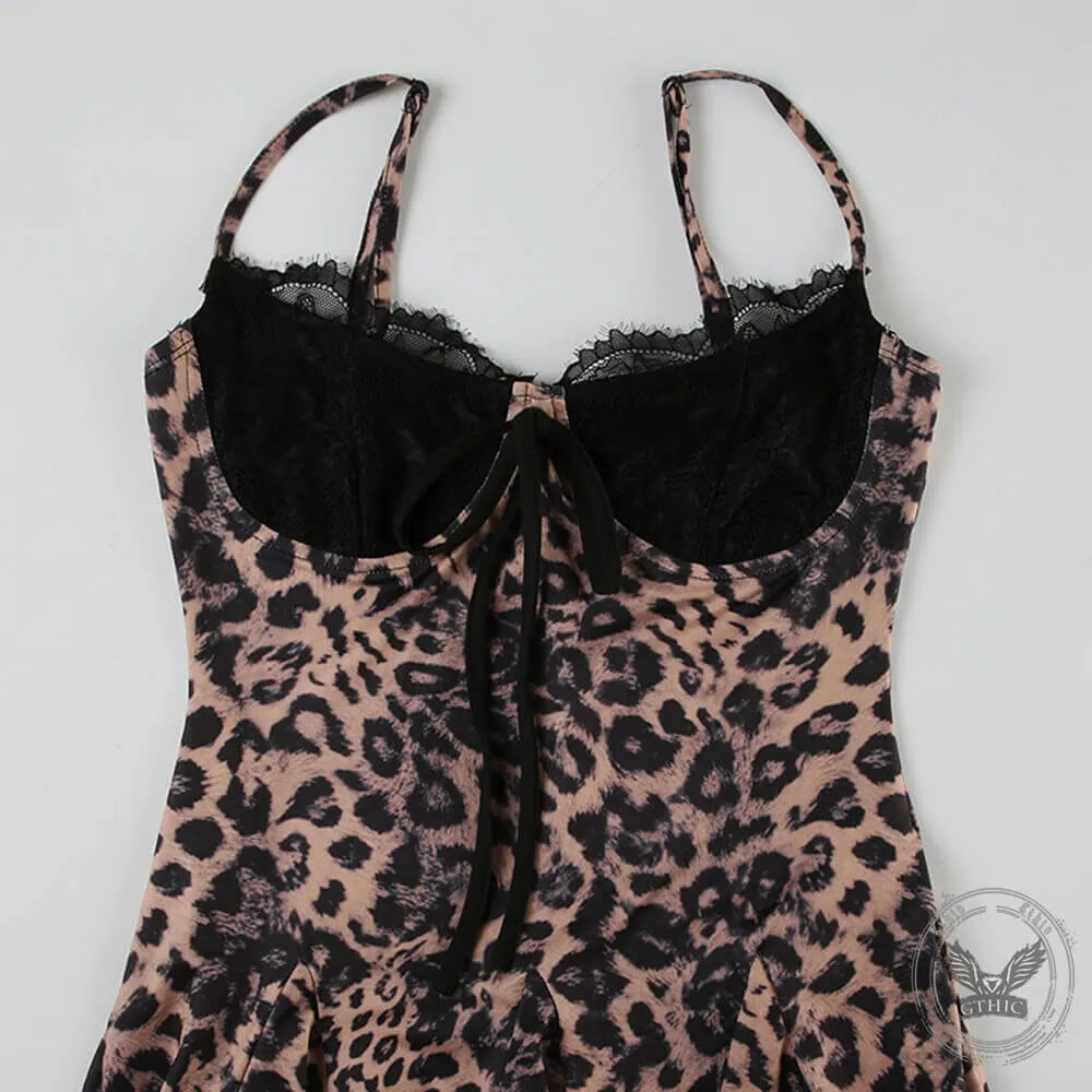 Sexy Leopard Lace Splicing Slim Suspender Dress sold by GTHIC product image thumbnail 2