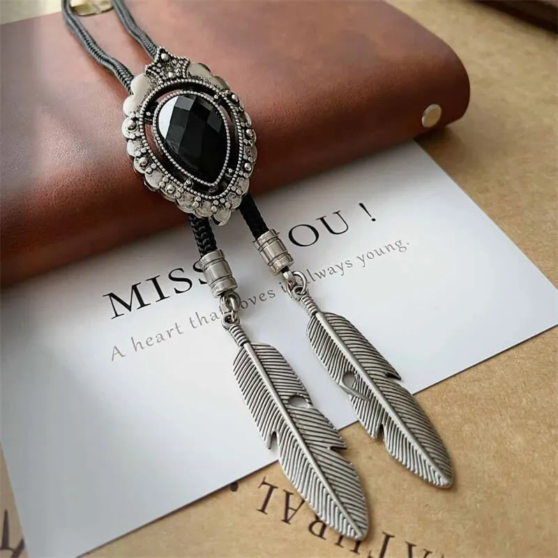 Vintage Teardrop-Shaped Gemstone Alloy Bolo Tie sold by GTHIC