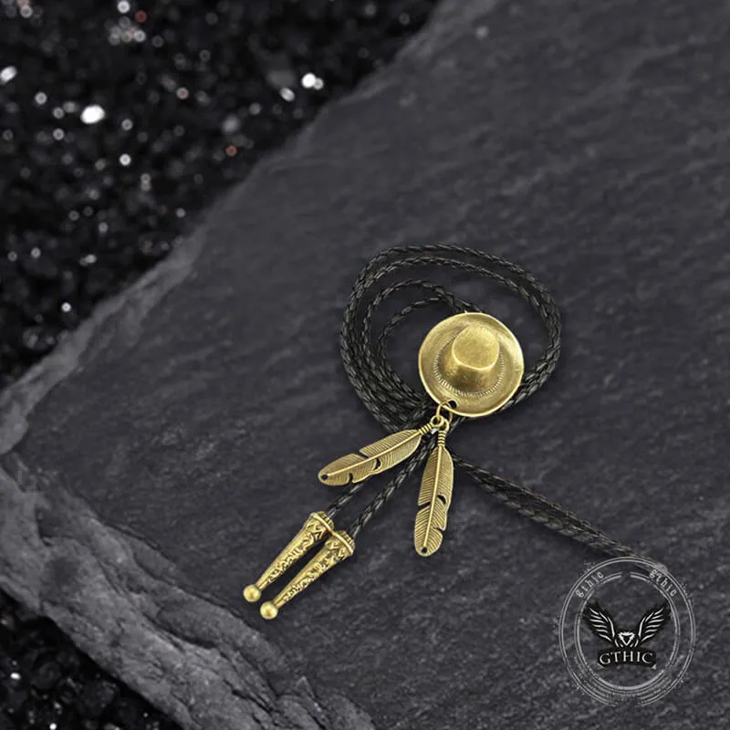 Vintage Cowboy Hat Feather Eagle Alloy Bolo Tie sold by GTHIC product image thumbnail 4