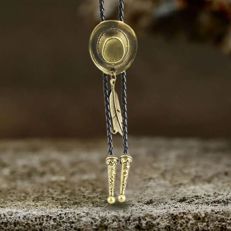 Vintage Cowboy Hat Feather Eagle Alloy Bolo Tie sold by GTHIC