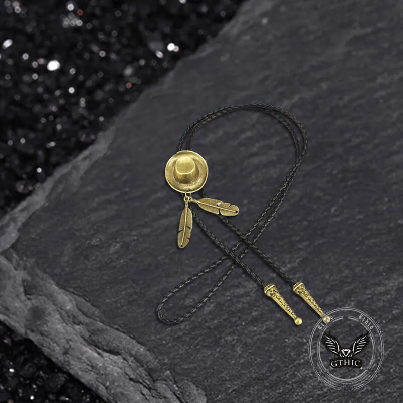 Vintage Cowboy Hat Feather Eagle Alloy Bolo Tie sold by GTHIC product image thumbnail 3