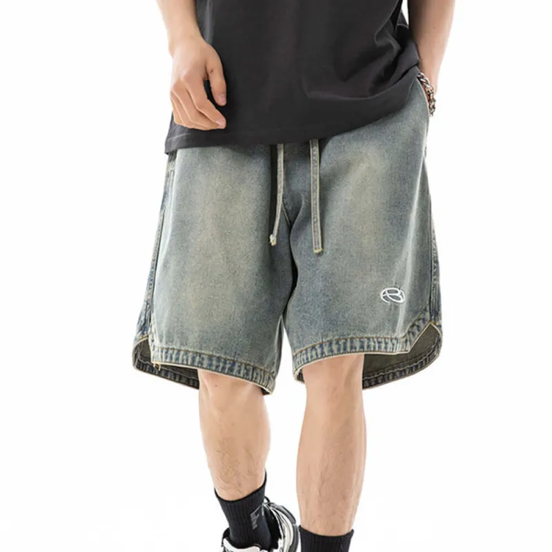 Vintage Embroidered Loose Drawstring Denim Shorts sold by GTHIC