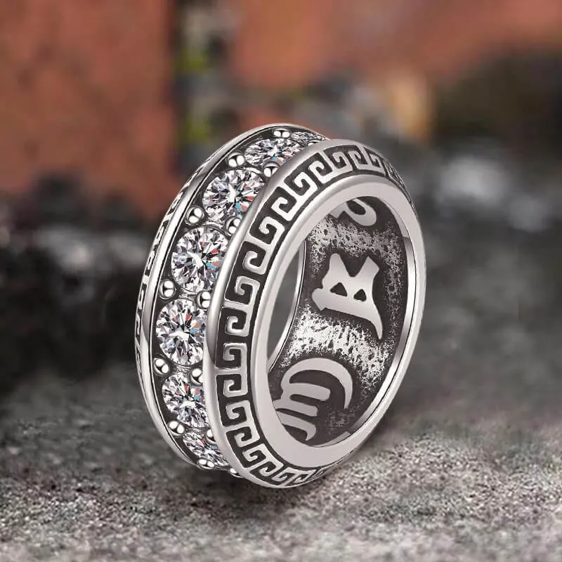 Vintage Six-Word Mantra Zircon Stainless Steel Ring sold by GTHIC